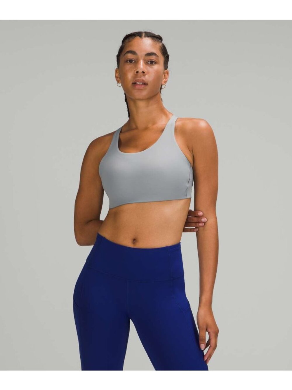 Lululemon Energy High Support 34DD Strappy Back Sports Bra eyehook Gray (PP576)